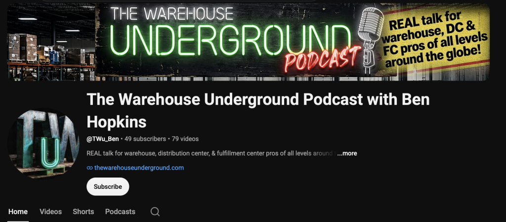 The Warehouse Underground Podcast featuring Rhino Racking Solutions discussing pallet racking, warehouse storage, and distribution center solutions.